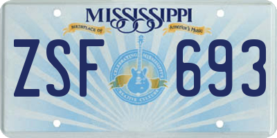 MS license plate ZSF693