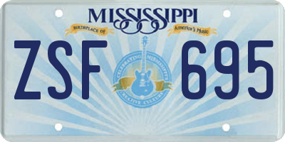 MS license plate ZSF695
