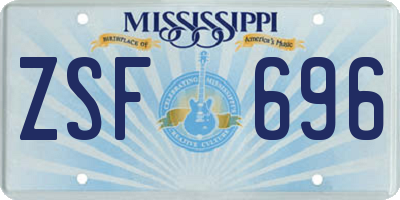 MS license plate ZSF696