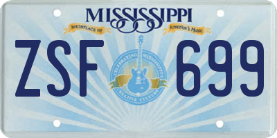 MS license plate ZSF699