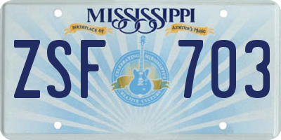 MS license plate ZSF703
