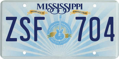MS license plate ZSF704