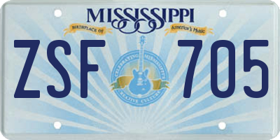 MS license plate ZSF705