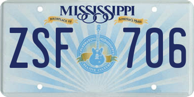 MS license plate ZSF706