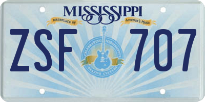 MS license plate ZSF707