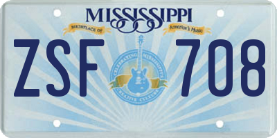 MS license plate ZSF708