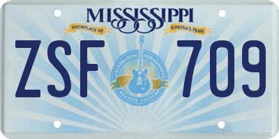 MS license plate ZSF709