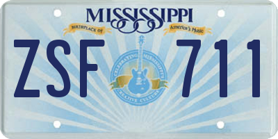 MS license plate ZSF711