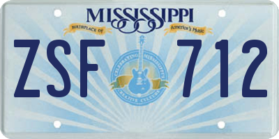 MS license plate ZSF712