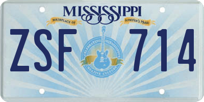MS license plate ZSF714