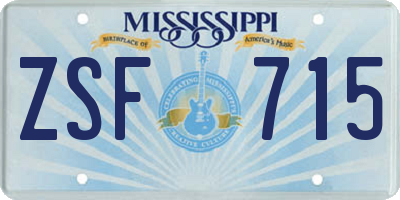 MS license plate ZSF715
