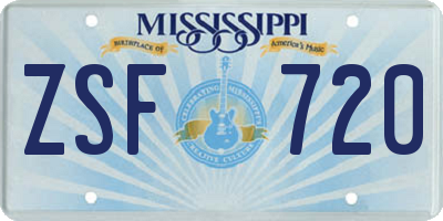 MS license plate ZSF720