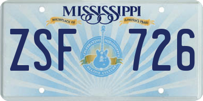 MS license plate ZSF726