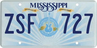 MS license plate ZSF727