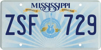 MS license plate ZSF729
