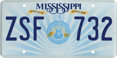 MS license plate ZSF732
