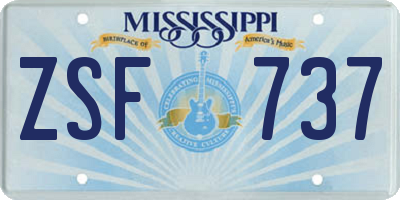 MS license plate ZSF737