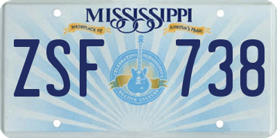 MS license plate ZSF738