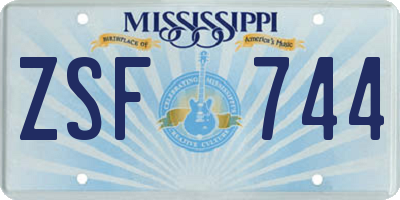 MS license plate ZSF744