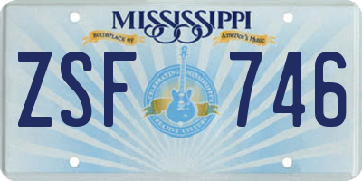 MS license plate ZSF746