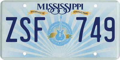 MS license plate ZSF749