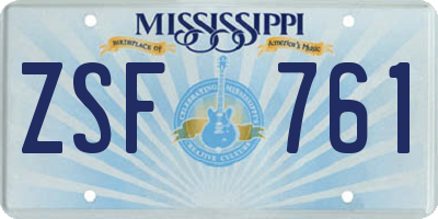 MS license plate ZSF761