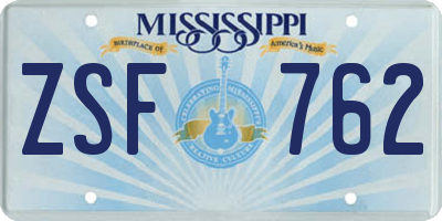 MS license plate ZSF762