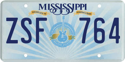MS license plate ZSF764