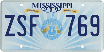 MS license plate ZSF769