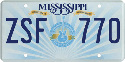 MS license plate ZSF770