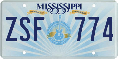 MS license plate ZSF774