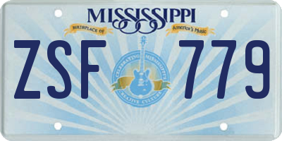 MS license plate ZSF779
