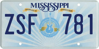 MS license plate ZSF781