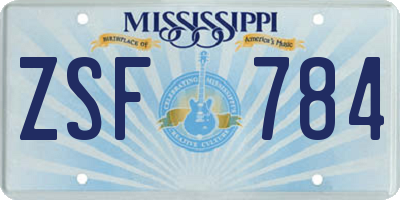 MS license plate ZSF784