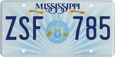 MS license plate ZSF785