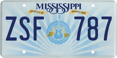 MS license plate ZSF787