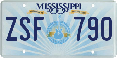 MS license plate ZSF790