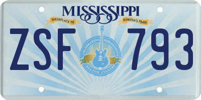 MS license plate ZSF793
