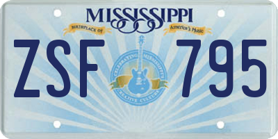 MS license plate ZSF795