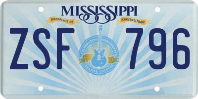 MS license plate ZSF796