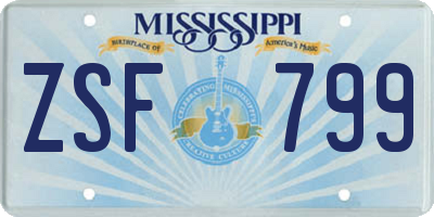 MS license plate ZSF799