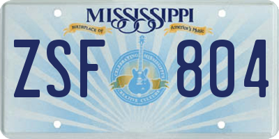 MS license plate ZSF804