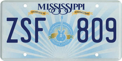 MS license plate ZSF809