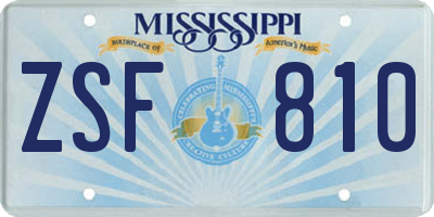 MS license plate ZSF810