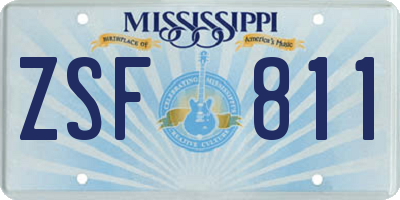 MS license plate ZSF811