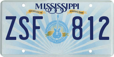 MS license plate ZSF812