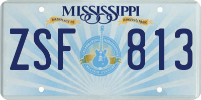 MS license plate ZSF813