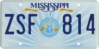 MS license plate ZSF814