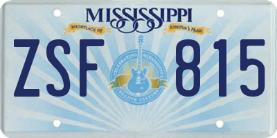 MS license plate ZSF815