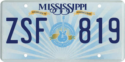 MS license plate ZSF819